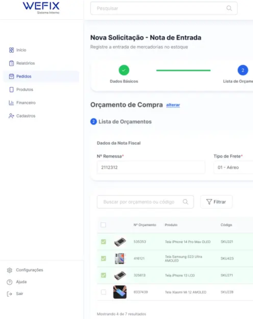 Case Revenda de Peças · Web App